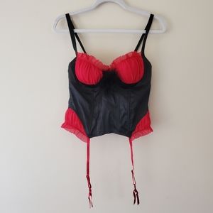 Delicates Whimsygoth Red and Black Coquette Corset Size Medium